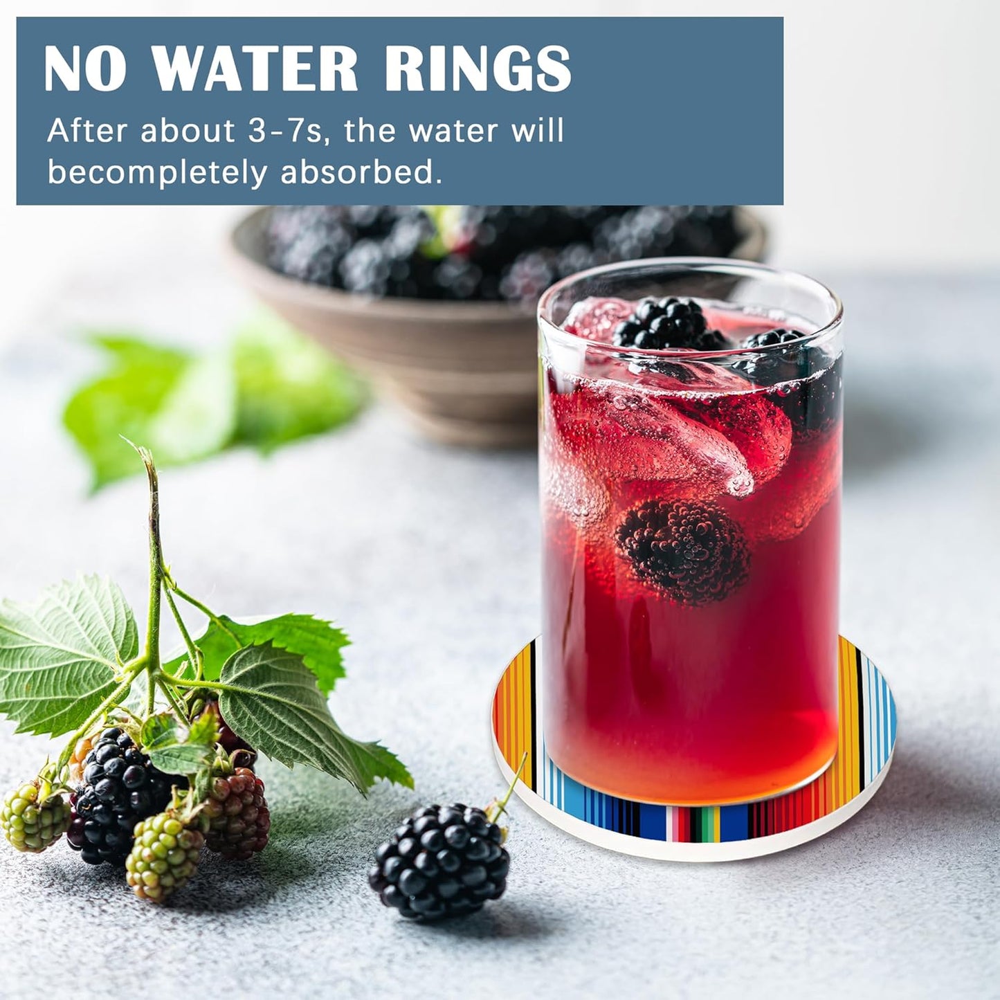 Coasters for Drinks,Mexican Stripes Colorful Ethnic Absorbent Coaster Set of 4 with Cork Base,Ceramic Drink Coasters for Cold Drinks Wine Glasses Cups Mugs,Housewarming Gifts for Home Decor