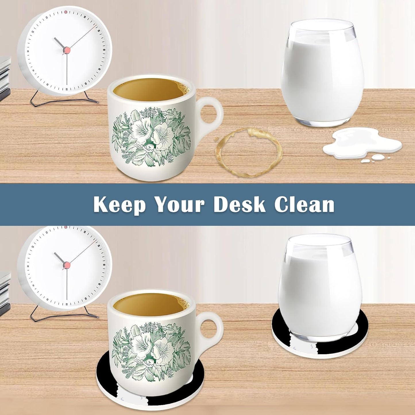 Coasters for Drinks,Set of 4 Absorbent Coasters,Sup Llama Funny Ceramic Coasters with Cork Base,Cup Coaster for Coffee Table Protection,Gifts for Housewarming Birthday - Home and Dining Room Decor