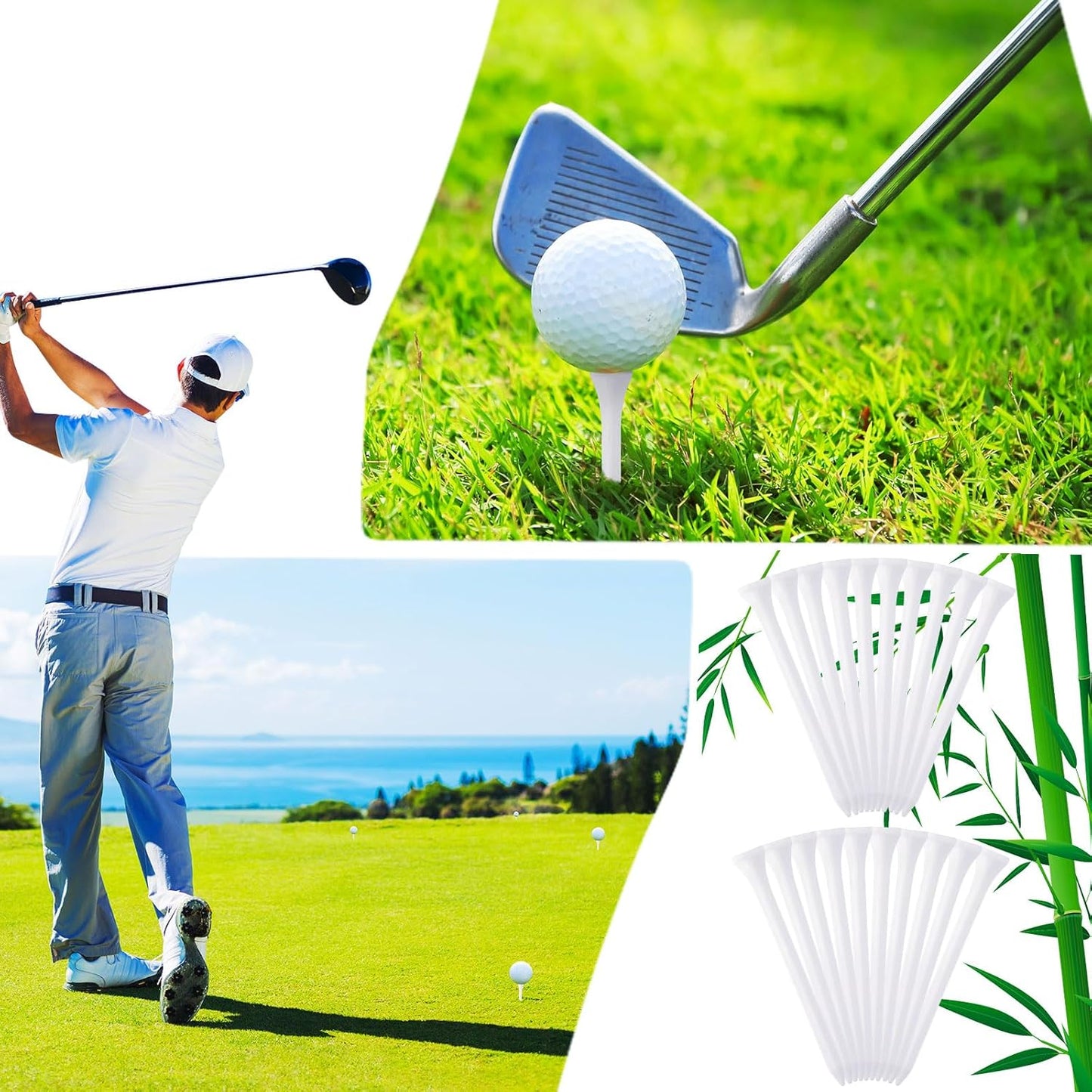 Mudder 2000 Pcs Bamboo Golf Tees Bulk Professional Golf Tees Reduce Friction Side Spin for Club Men Women Kids Accessories