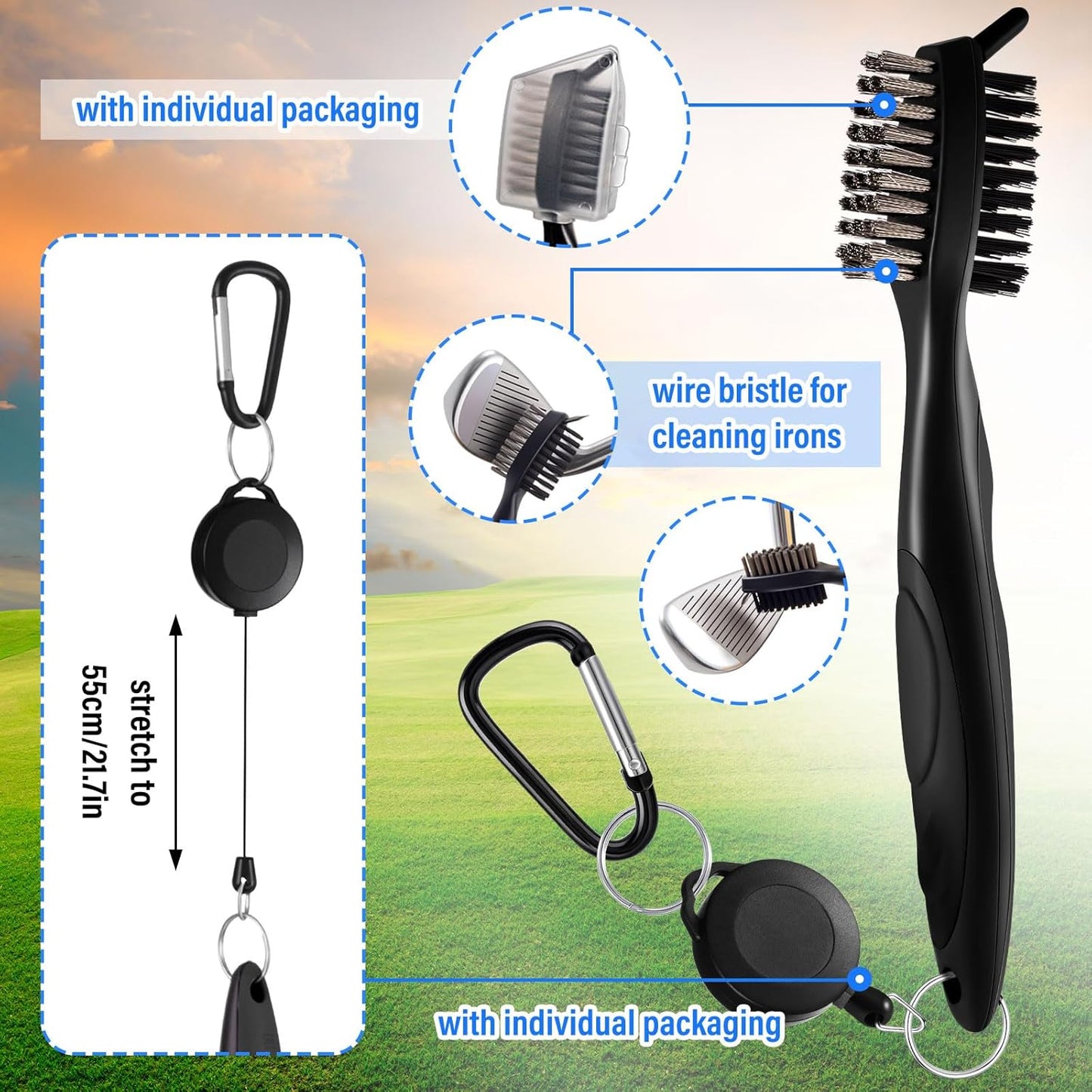 Liliful 12 Pcs Golf Accessories Kit, Include Golf Ball Bag with Hook Towel Tees Magnetic Ball Marker Divot Tool Cleaner Brush for Women Man Gifts