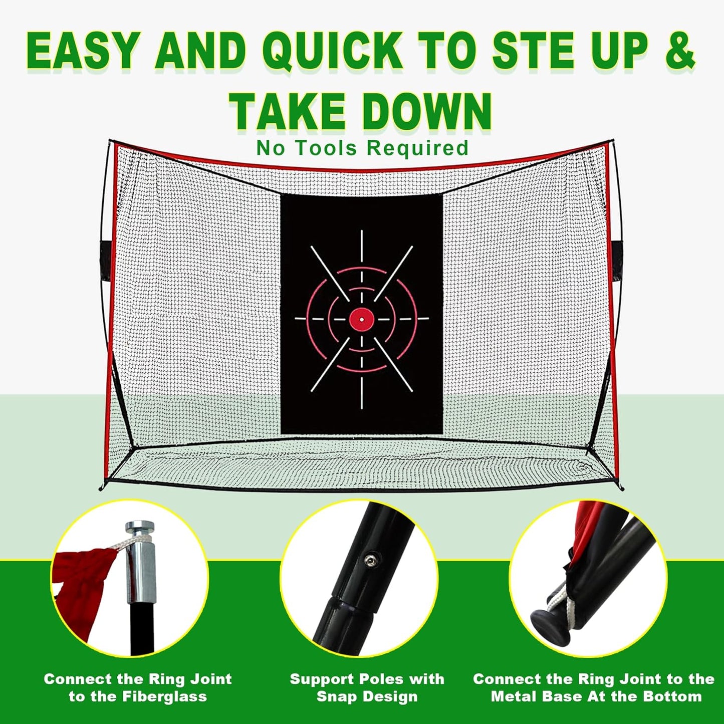 Thicker Heavy Duty Golf Practice Net for Backyard (10x7ft) – Hitting and Chipping Net with Target Cloth, Indoor Outdoor Golf Netting for Garage, Real Ball Training Aid