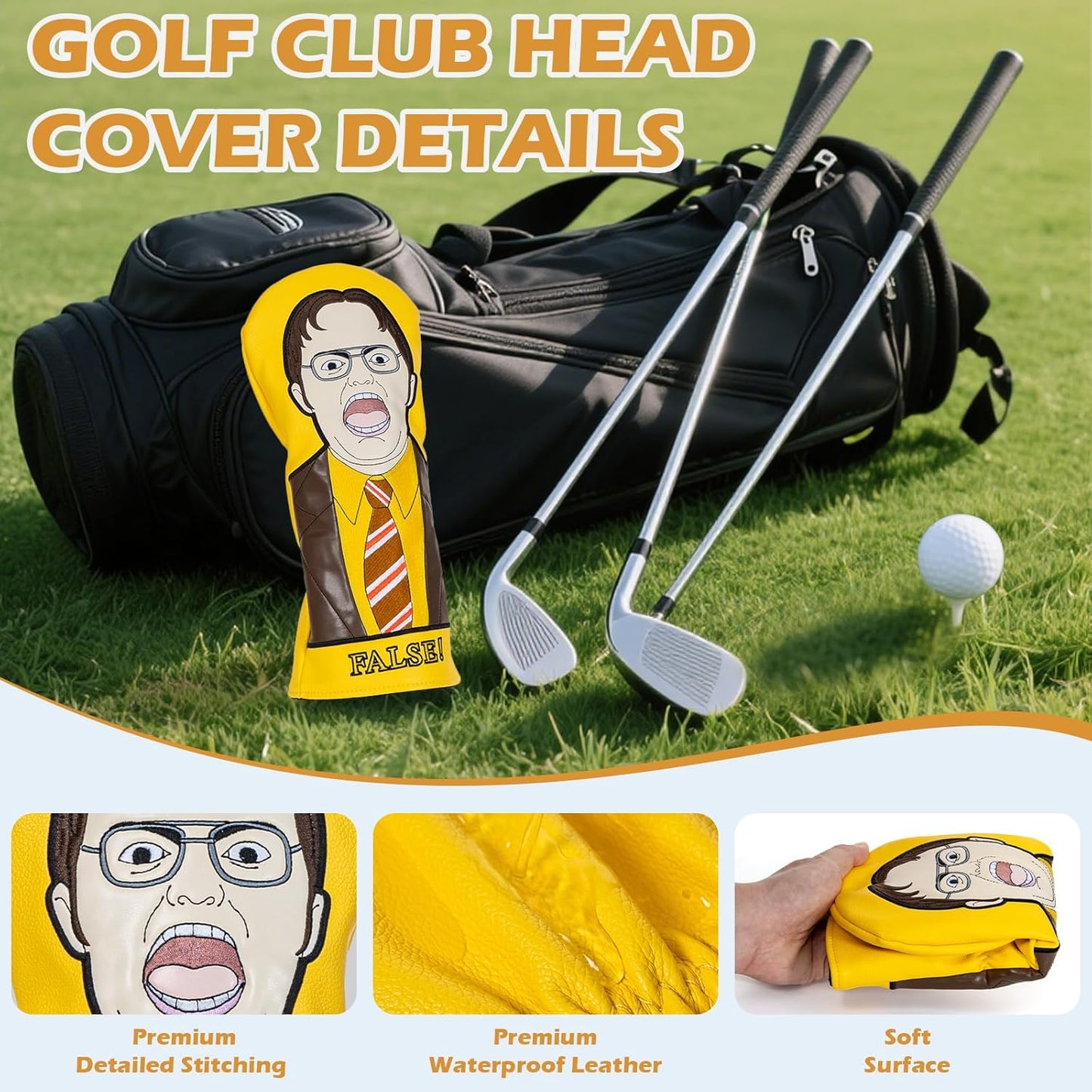 The Office Golf Head Covers, Dwight Golf Club Driver Headcovers, The Office Merchandise, Gifts for Men, Father, Dad, Boyfriend