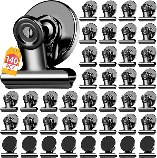 140 Pack Strong Magnetic Clips, Black Fridge Magnets Refrigerator Magnet, Magnet Clips for Photo Displays, Whiteboard Magnets for Home, Office, Classroom