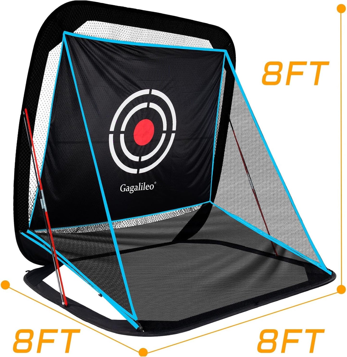 Gagalileo Golf Pop-Up Hitting Cage: 8x7x7FT Practice Net with Target Portable Backyard Garage Training for Driving Chipping Swing Beginners & Golf Enthusiasts