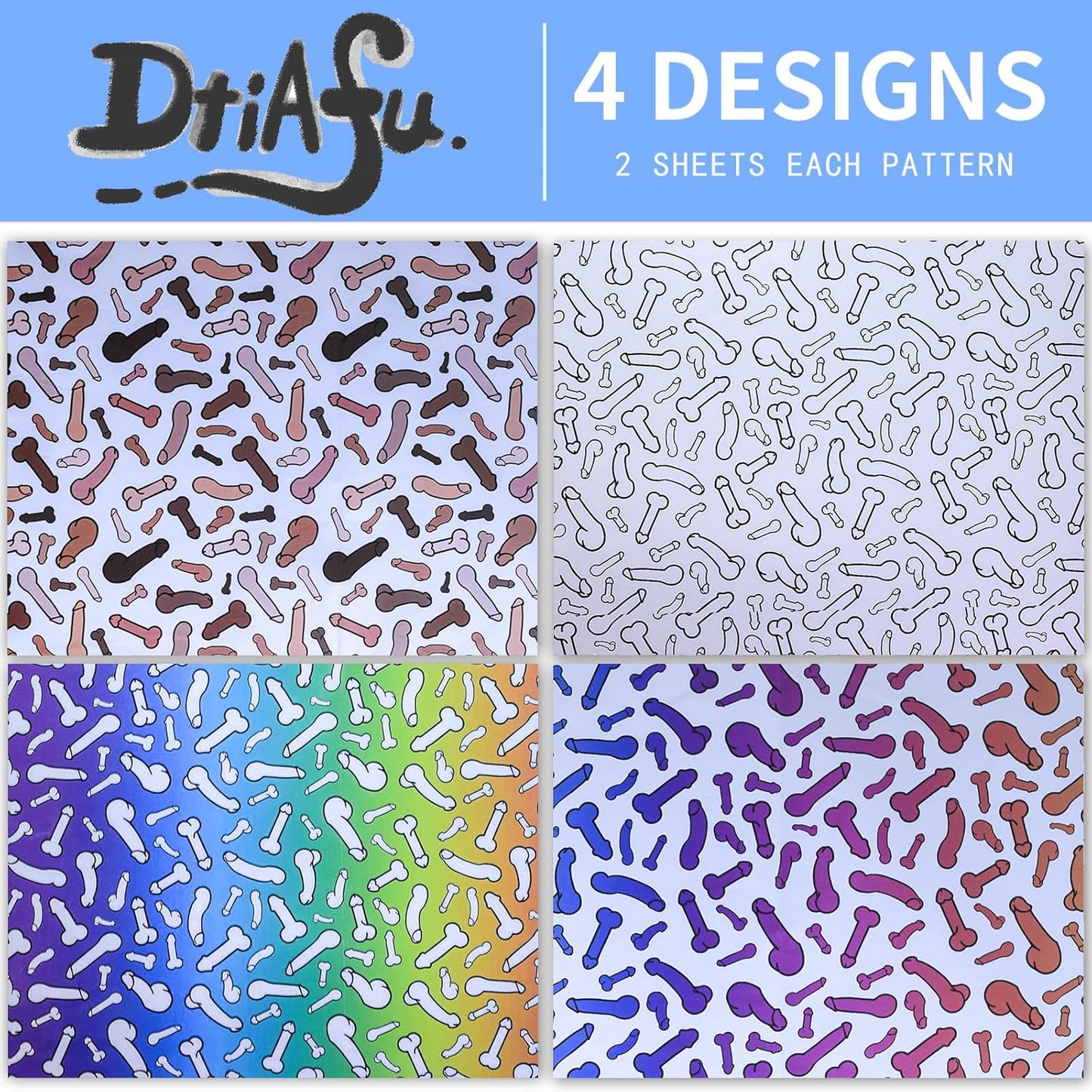 Dtiafu Funny Wrapping Paper for Women Men - 8 Sheets Rude Gift Wrapping Paper for Birthday Bridal Shower Anniversary - 20 x 28inch Per Sheet