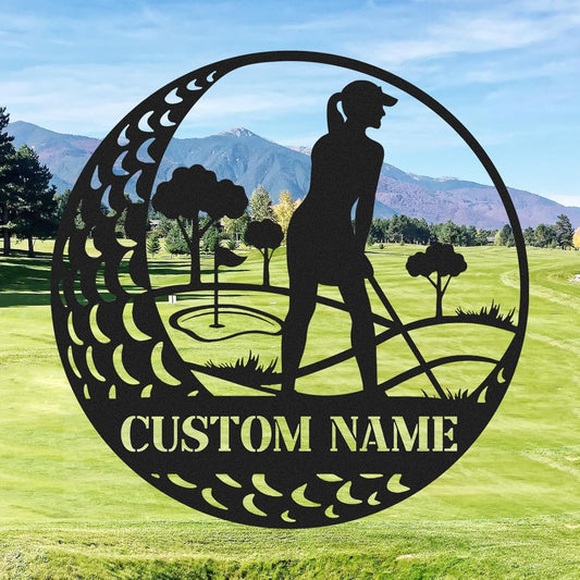 Personalized Golf Metal Wall Decor, Custom Name Sign, Porch Signs Outdoor, Home Deocr, Vintage Golf Wall Art for Office Garage Bar Pub, Personalized Golf Gifts for Women Mom Wife Girl Color02