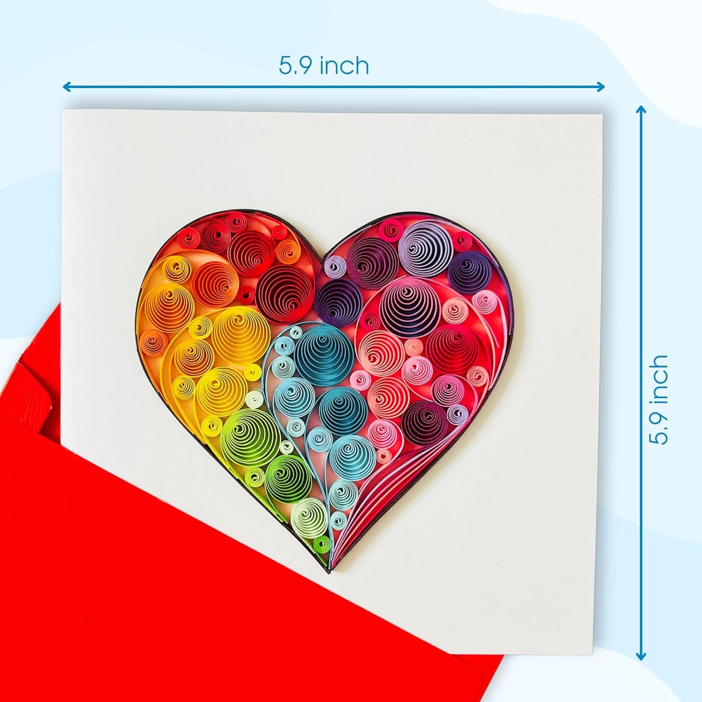 Quilling Cards, handmade card, quilled cards with Handmade Art for all occasions: quilling birthday card for women, Birthday card, mother... colorful heart design (Colorful heart)