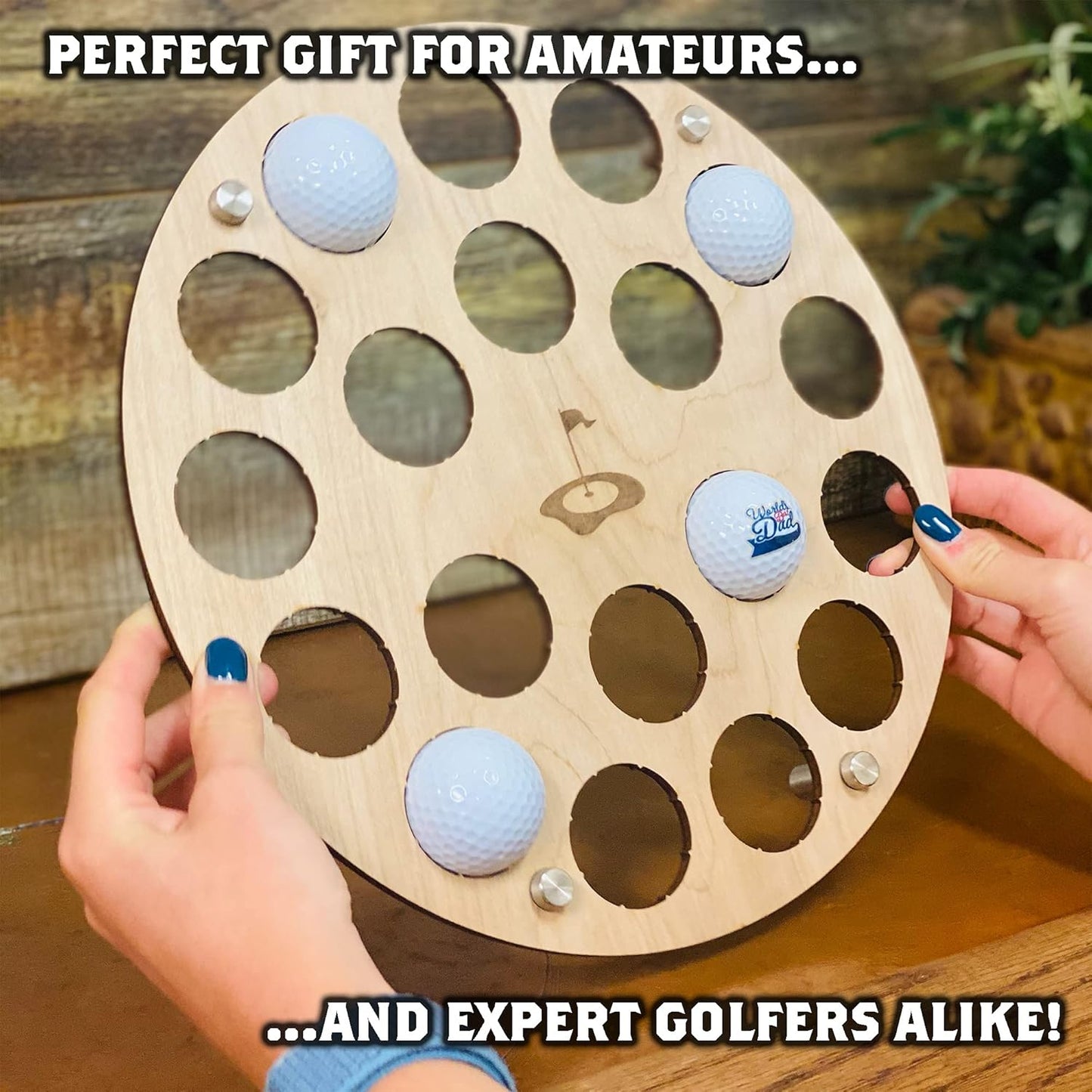 Torched Golf Ball Display Holder Collector’s Case Holds 19 Golf Balls Wall Mount Decor