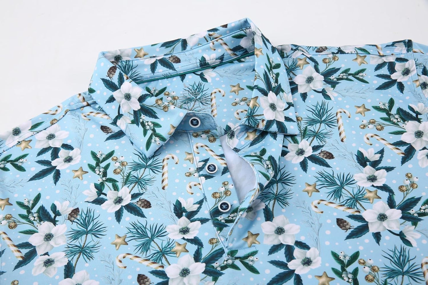 Alex Vando Mens Hawaiian Golf Shirt Moisture Wicking Digital Print Golf Shirts for Men