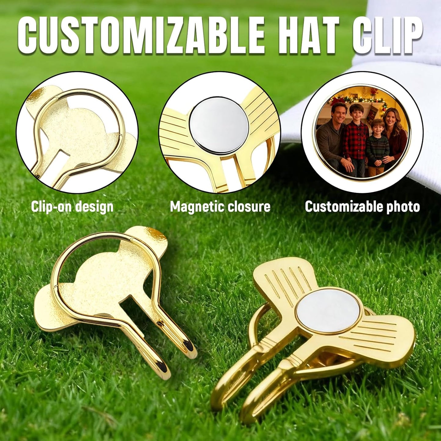 Custom Ball Marker Hat Clip, Personalized 1" Golf Ball Marker Hat Clip, Golf Ball Marker with Your Personalized Photo/Logo/Text,Ideal Golf Gift for Men Women