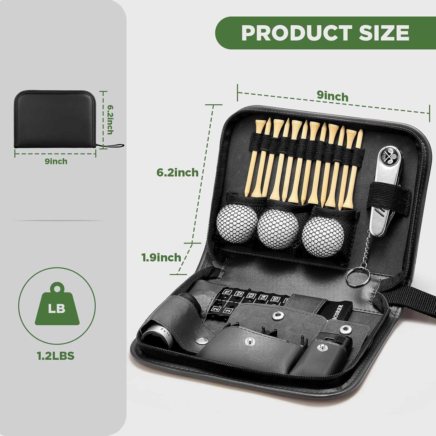 Golf Accessories for Men and Women for Golfers, Accessories Set in Hi-End PU Case with Golf Balls, HD Rangefinder, Golf Tees, Cleaning Brush, Divot Knife, Scorer, Golf Ball Clamp