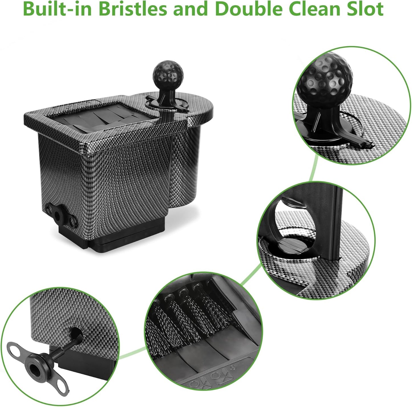 10L0L Golf Cart Ball and Golf Club Head Cleaner/Washer 2-in-1 with Universal Bracket-Removable-Fits EZGO TXT RXV & Club Car DS Precedent & Yamaha Models