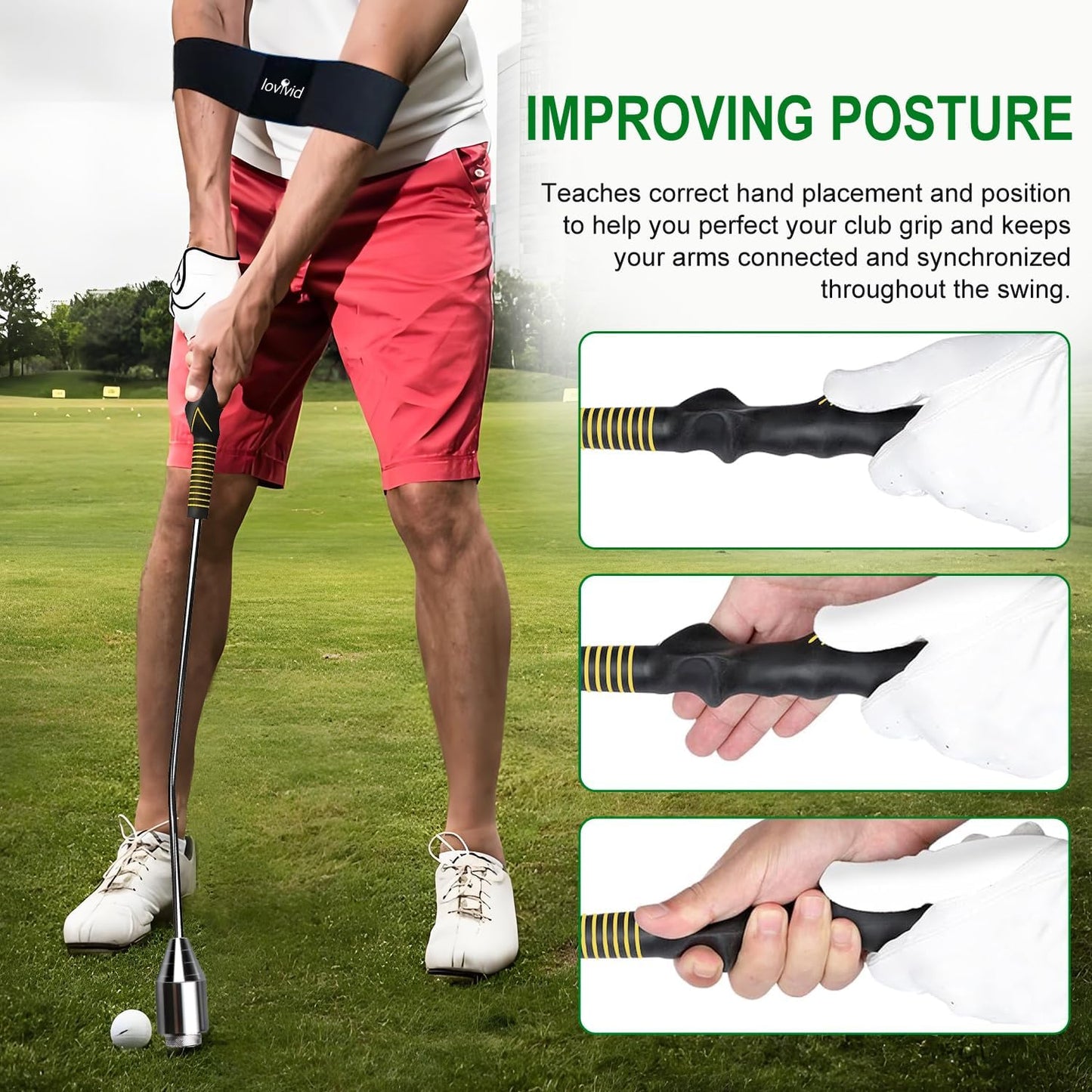 Golf Swing Trainer Aid, Weighted Golf Club for Tempo & Grip Training for Right & Left-Handed Golfers, Indoor & Outdoor Warm-Up Practice Accessories