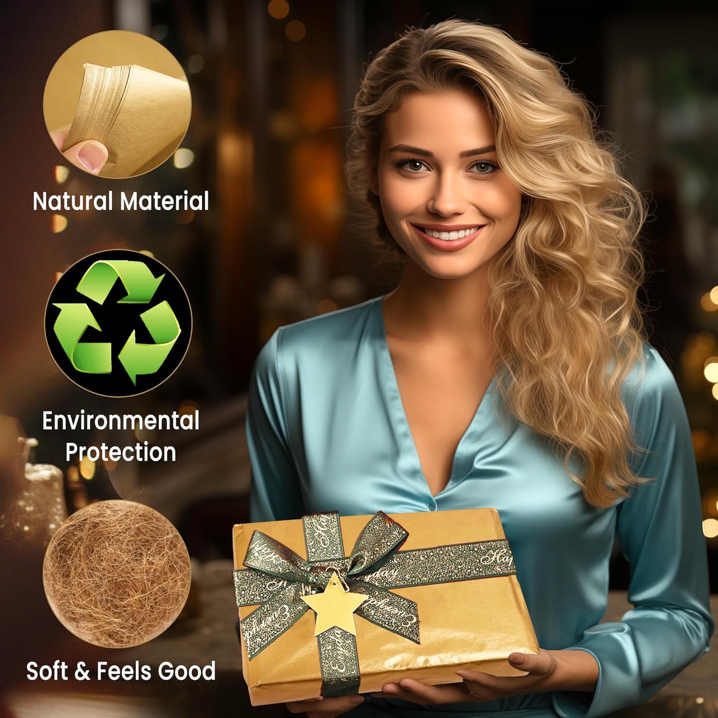 SANZIX 120 Sheets Gold Tissue Paper for Gift Bags 14" x 20" - Metallic Gold Tissue Paper Bulk for Christmas Gifts, Gold Party & Wedding Decorations - Gold Christmas Wrapping Paper Holiday Xmas Décor