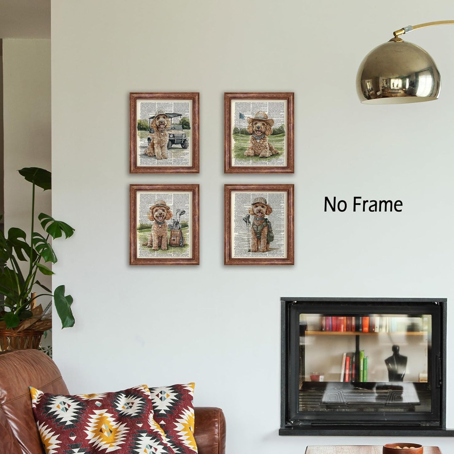 KSDUT Vintage Dog Golf Wall Decor Art Set of 4 - Retro Poodle Artwork Poster Prints Golf Club Wall Decor Golf Gifts Wall Art for Nursery Sports Room Dorm Decorations - 8"x10" Unframed
