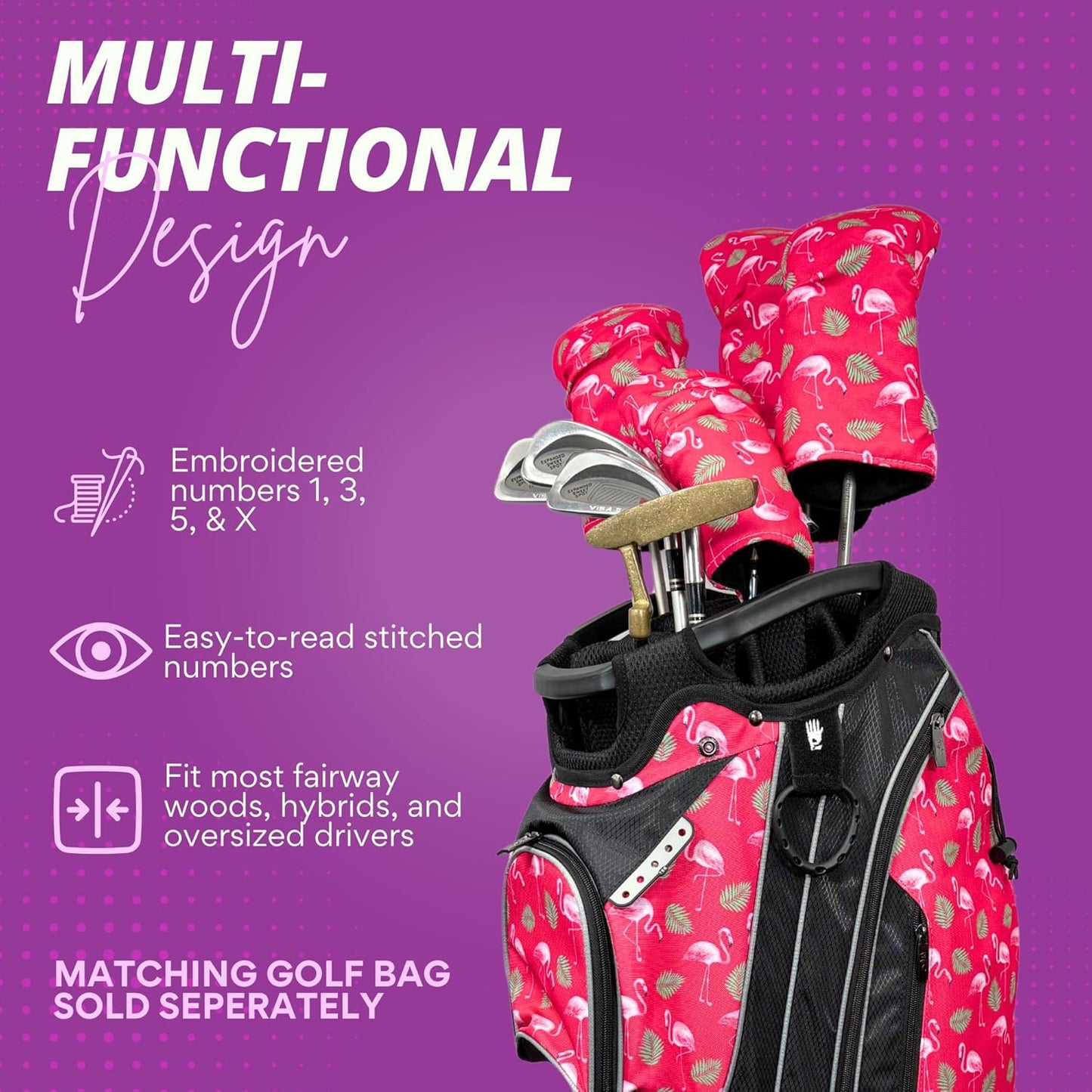 Taboo Fashions Resort Collection Golf Club Covers for Women - Numbered Golf Headcovers Set for Driver, Fairway and Hybrid Clubs - Weather Resistant, Pack of 4