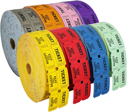 SEETOOOGAMES Raffle Tickets Double Roll - Full Set of 8 Colors, 2000 Tickets/Colors, 50/50 Raffle Tickets for Events
