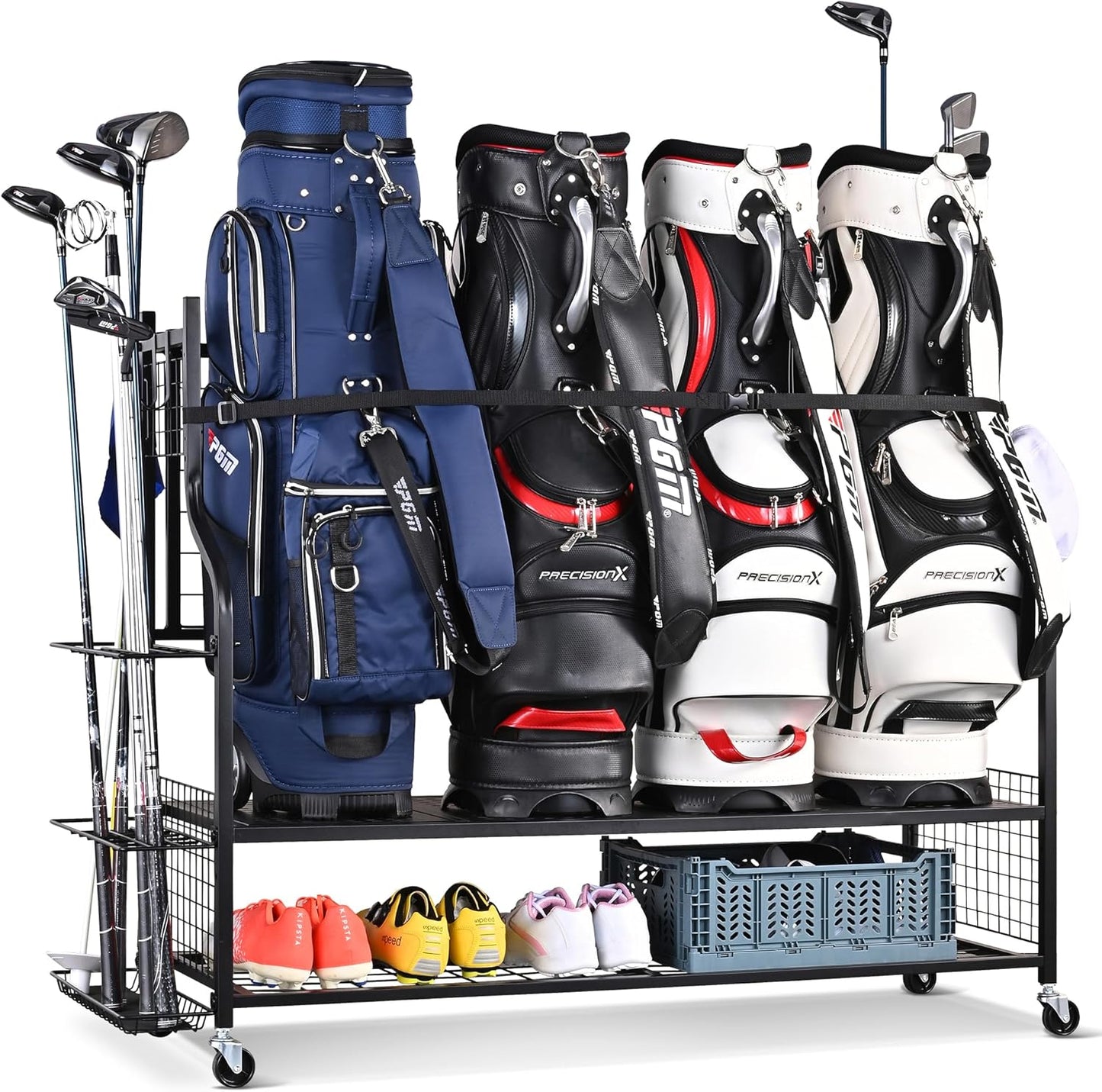 Mythinglogic Golf Bag Storage Organizer, Extra Large Golf Storage Stand for Golf Bag Accessories, Golf Storage Rack for Garage, Golf Club, Home