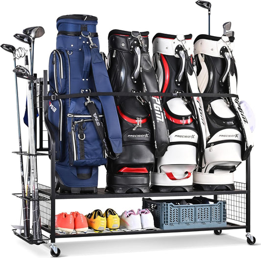 Mythinglogic Golf Bag Storage Organizer, Extra Large Golf Storage Stand for Golf Bag Accessories, Golf Storage Rack for Garage, Golf Club, Home