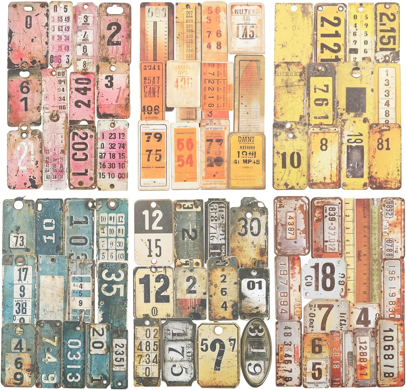 Vintage Numbered Tags Sticker Set, 150PCS Retro Cardstock Stickers for Scrapbooking, Journaling, DIY Crafts, and Art Supplies