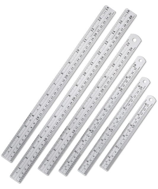 Mr. Pen Stainless Steel Ruler Set, 6-16", "Metric Metal Ruler, Long and Small Sizes, Straight Edge