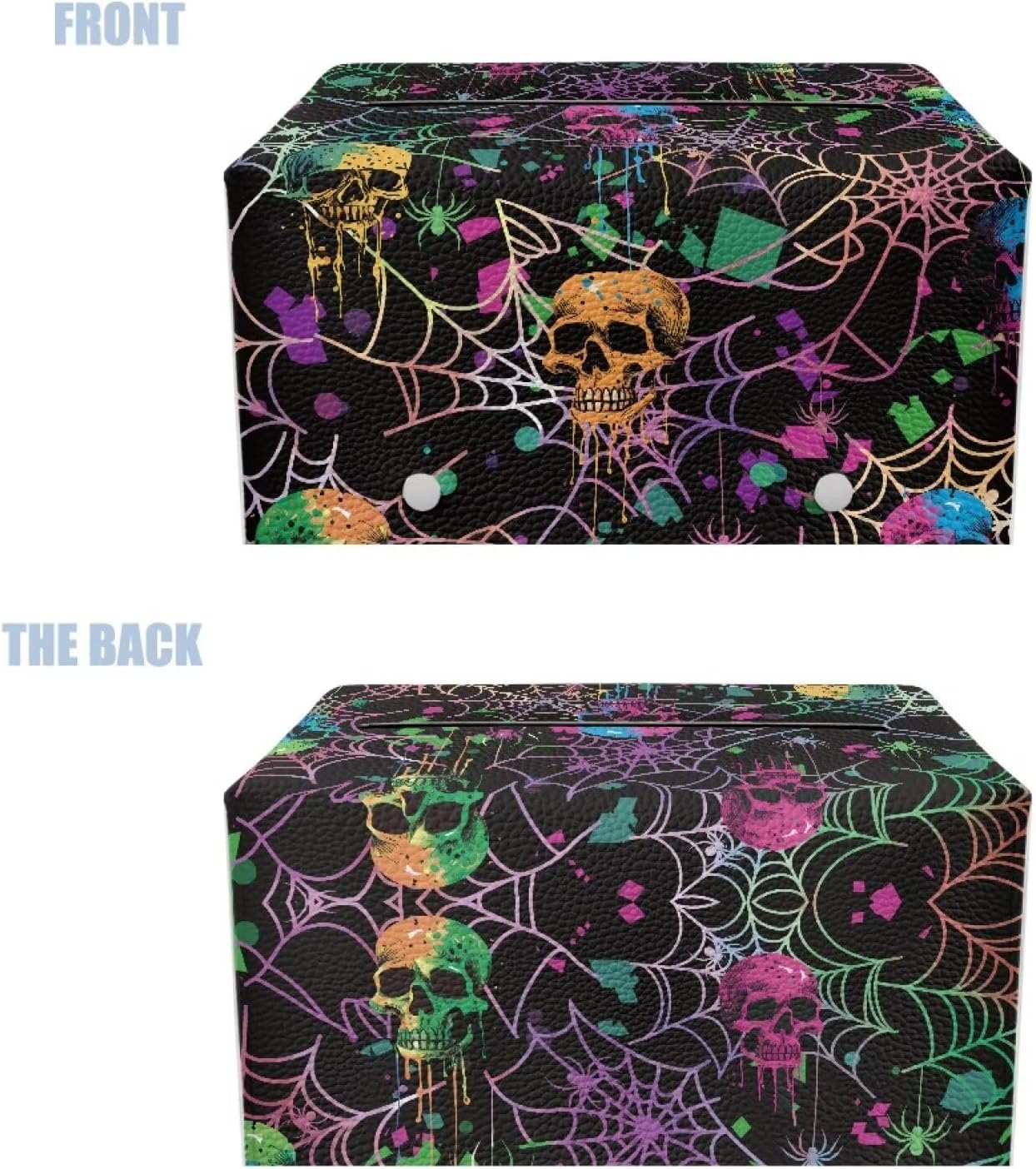 Rectangular Tissue Box Cover Hallween Tissue Box Holder with Skull Print Holiday Home Decor for Living Room Kitchen Bathroom Hotel Countertop