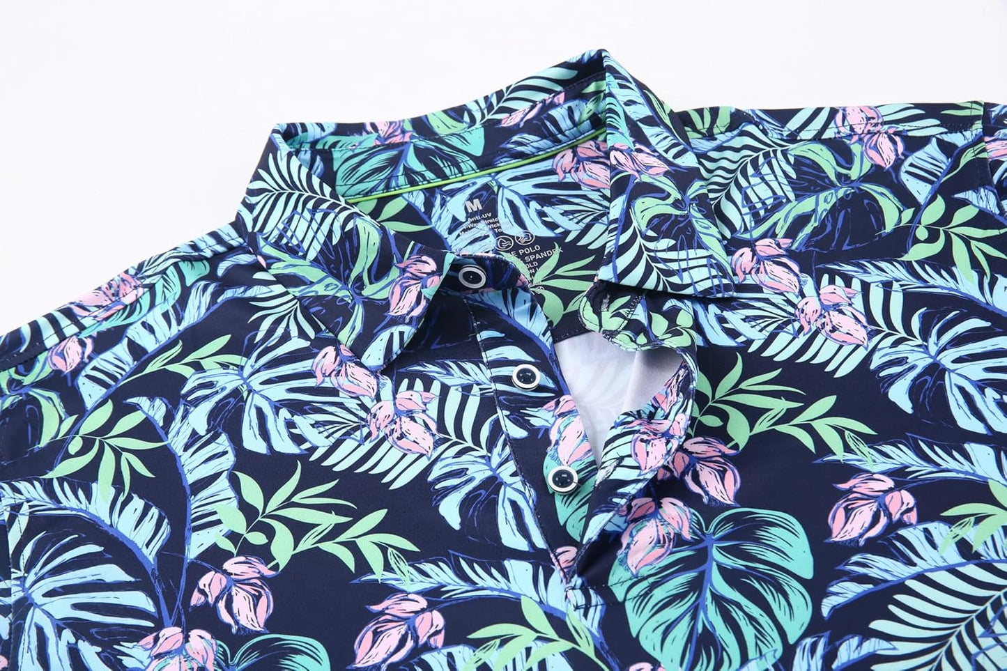 Alex Vando Mens Hawaiian Golf Shirt Moisture Wicking Digital Print Golf Shirts for Men