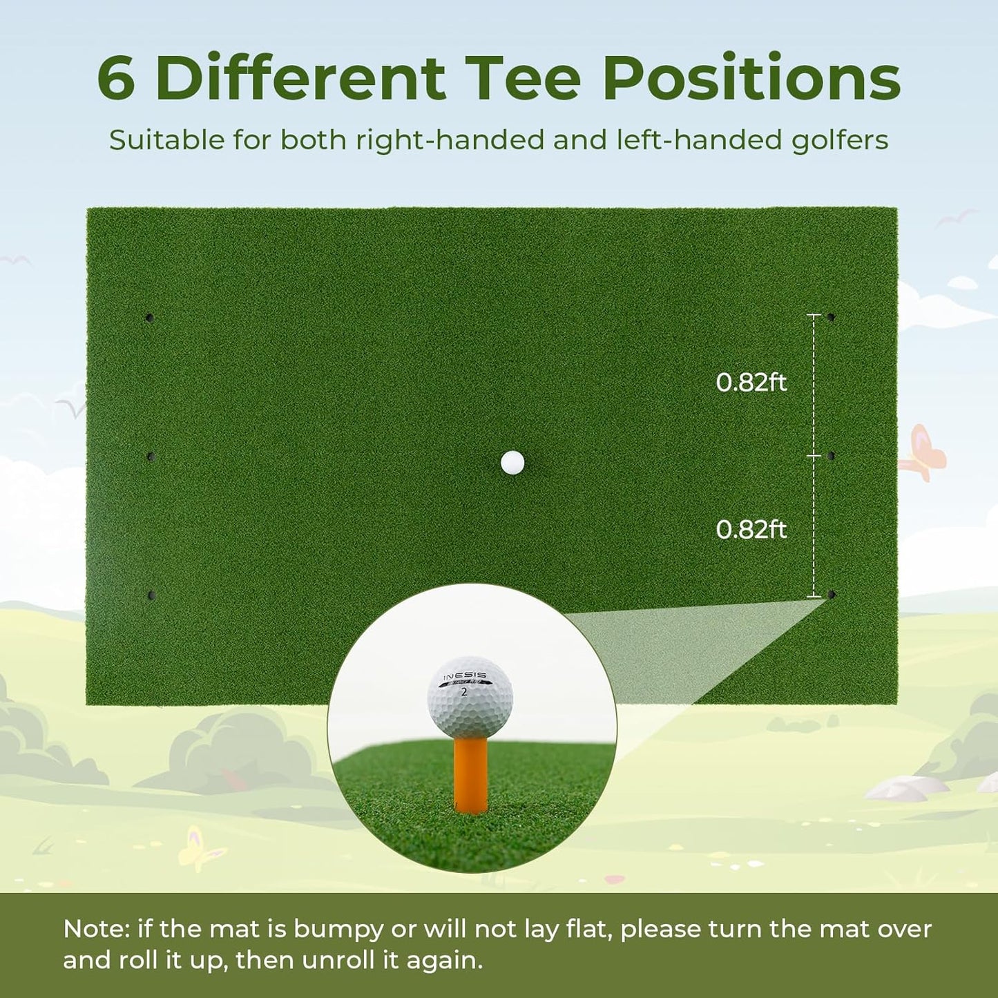 Goplus Golf Mat, 5x3ft/5x4ft Golf Hitting Mat 20/25/27/32mm Thick w/2 Alignment Sticks & 2 Golf Tees, Portable Artificial Turf Grass Training Mat Practice for Indoor Outdoor