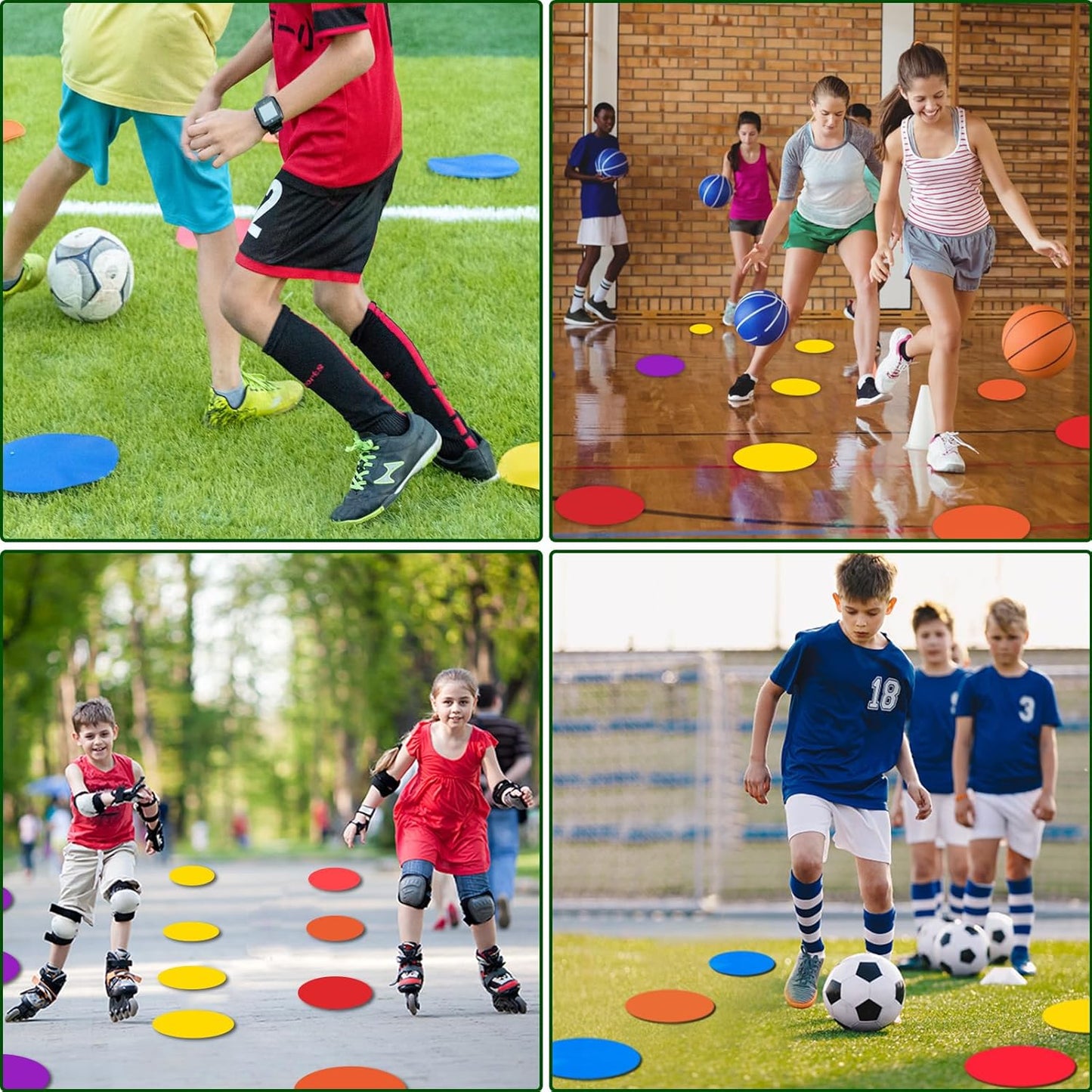 Spot Markers 18 Pcs 9 Inch 10 Inch Non Slip Rubber Agility Markers for Football, Basketball Training Markers,School Activities, Exercise Drills