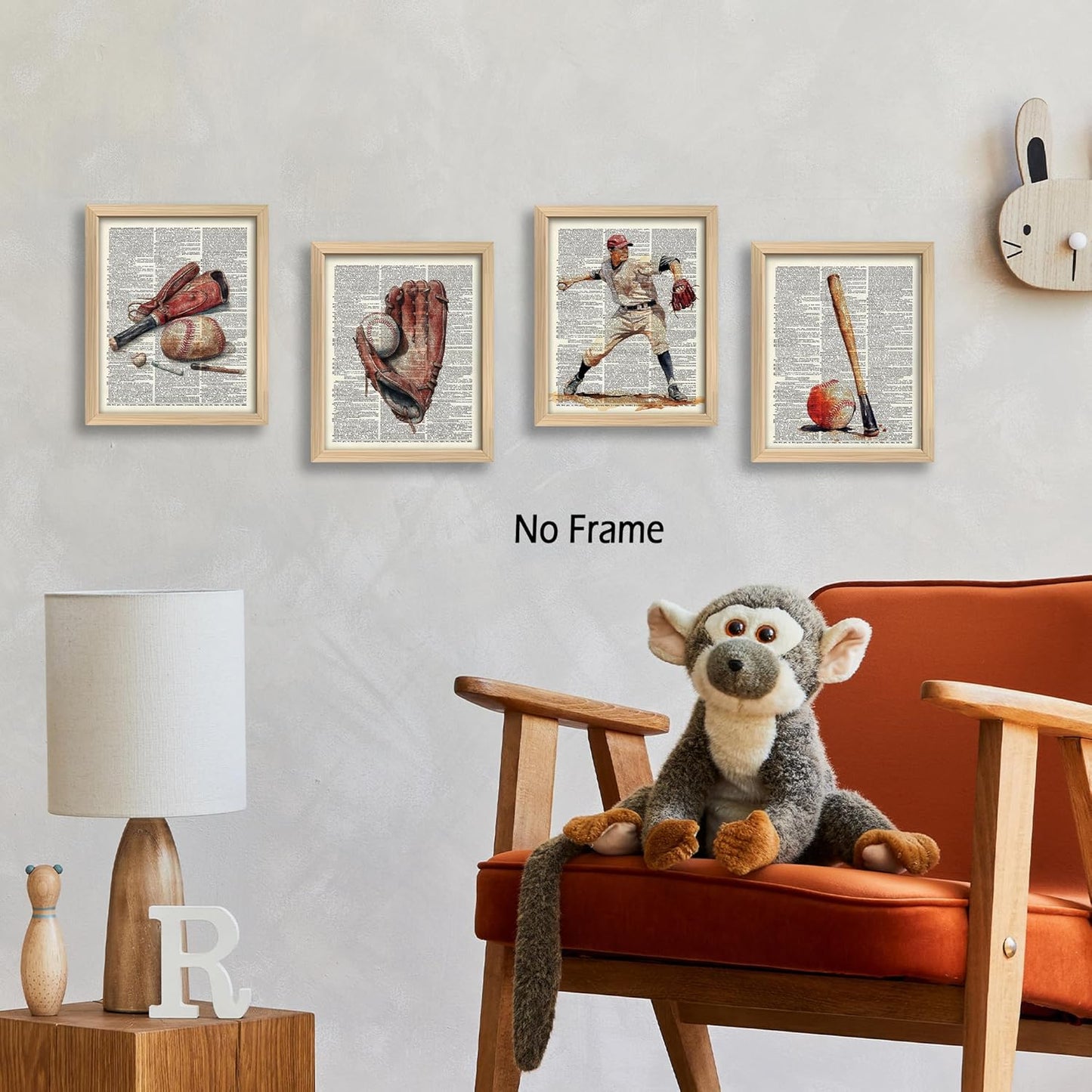 KSDUT Retro Baseball Wall Decor Art Set of 4 - Vintage Artwork Poster Prints Gym Club Wall Decor Baseball Gifts Wall Art for Office Games Sports Room Decorations - 8"x10" Unframed