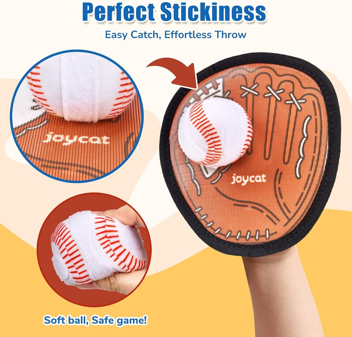 JoyCat Toss and Catch Ball Game Set,Toddler Baseball Glove,Beach Pool Yard Camping Games,Kids Sports & Outdoor Play Toys for Family,Outside Toys for 3 4 5 6 7 8 9 10+Year Old Boys Girls Birthday Gifts