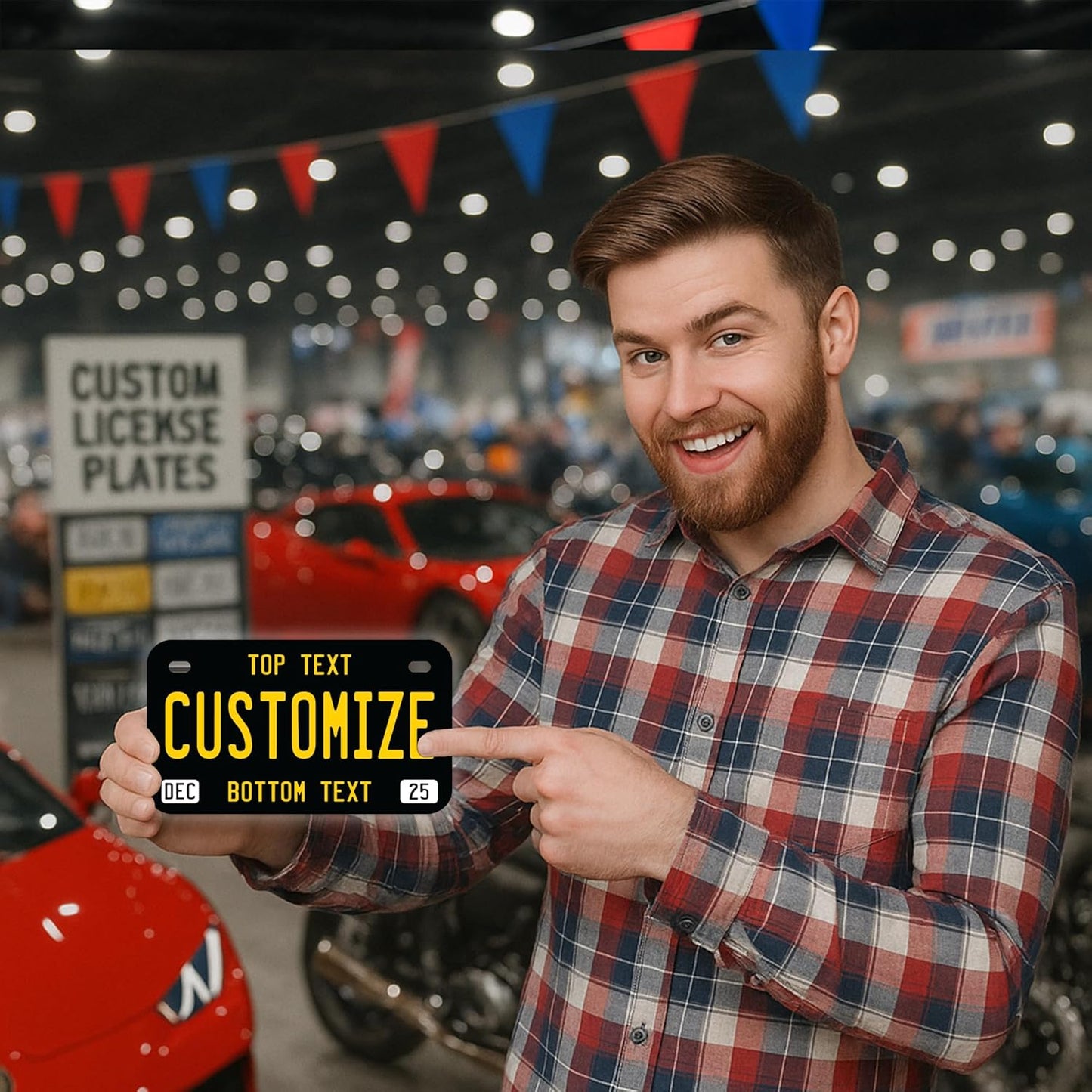 Personalized Aluminum name Plate – Custom 7x4 Tag with 5 Lines & Top Corner Text – Blank .040 Metal – 4 Sizes – 23 Colors – for Bikes, Golf Carts, powerwheels & More