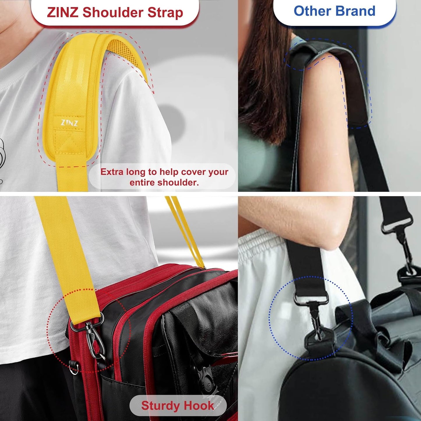 ZINZ 79.5" Universal Strap with Ultra-Thick Fixed Breathable Pad - Adjustable Heavy-Duty Shoulder Strap for Laptop, Crossbody, Luggage, Gym, Camera Bag and More - Y01E01