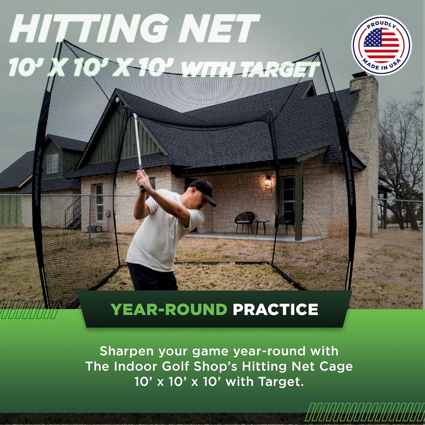 Hitting Net with Target Knotless Golf Net for Indoor and Outdoor Practice - Arrives Ready to Assemble and Use