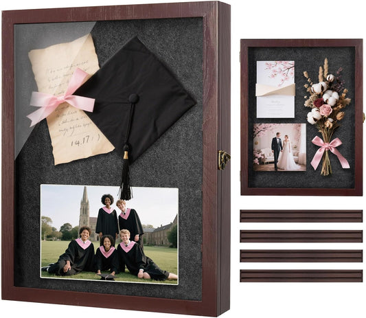 11X14 Shadow Box Frame with Slot, Medal/Challenge Coin Display Case, Wedding Keepsake/Pet Memorial/Baby Shadow Box, Best Bridal/Engagement/Wedding Registry/House Warming Gifts for Couple, Bride, Groom