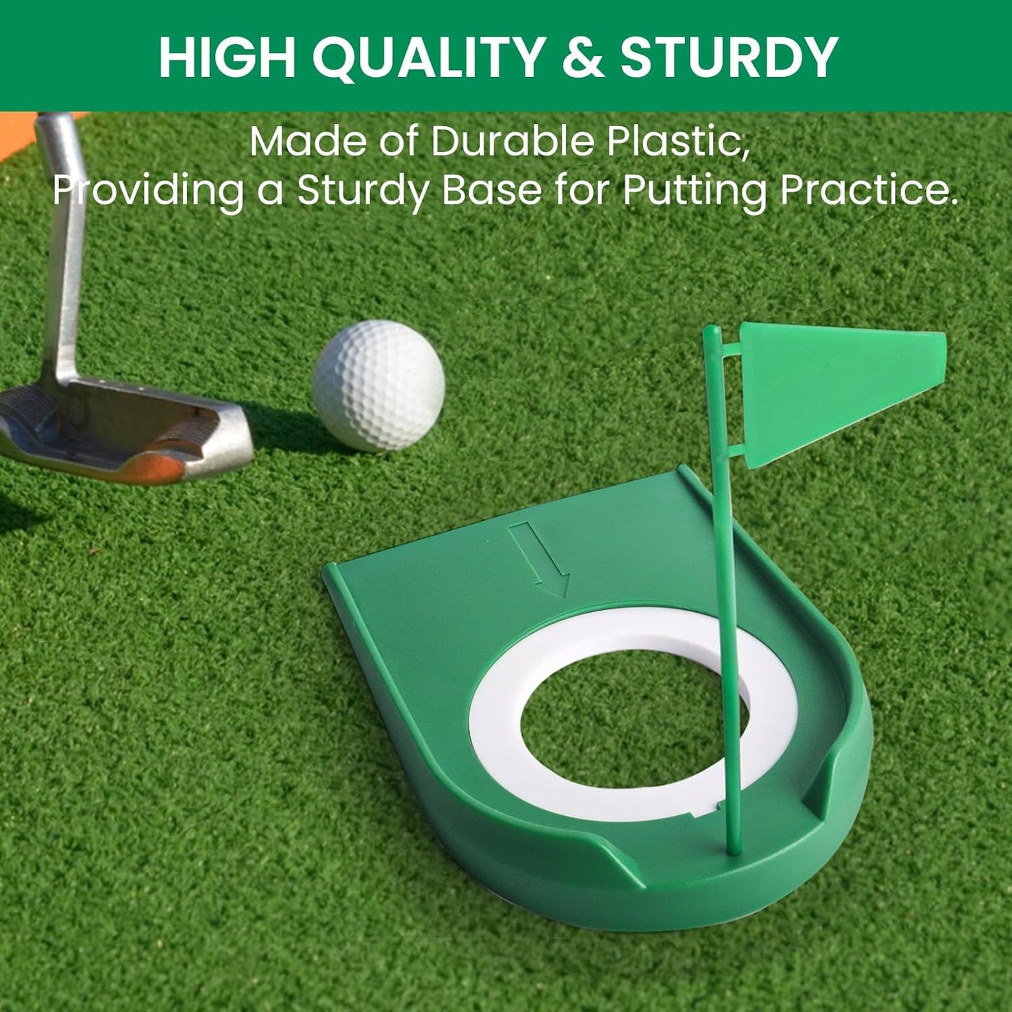 Golf Putting Cup and Flag Putt Training Hole All-Direction Surface Regulation Practice Cups for Men Women Kids Indoor Outdoor Home Office Backyard Golfing