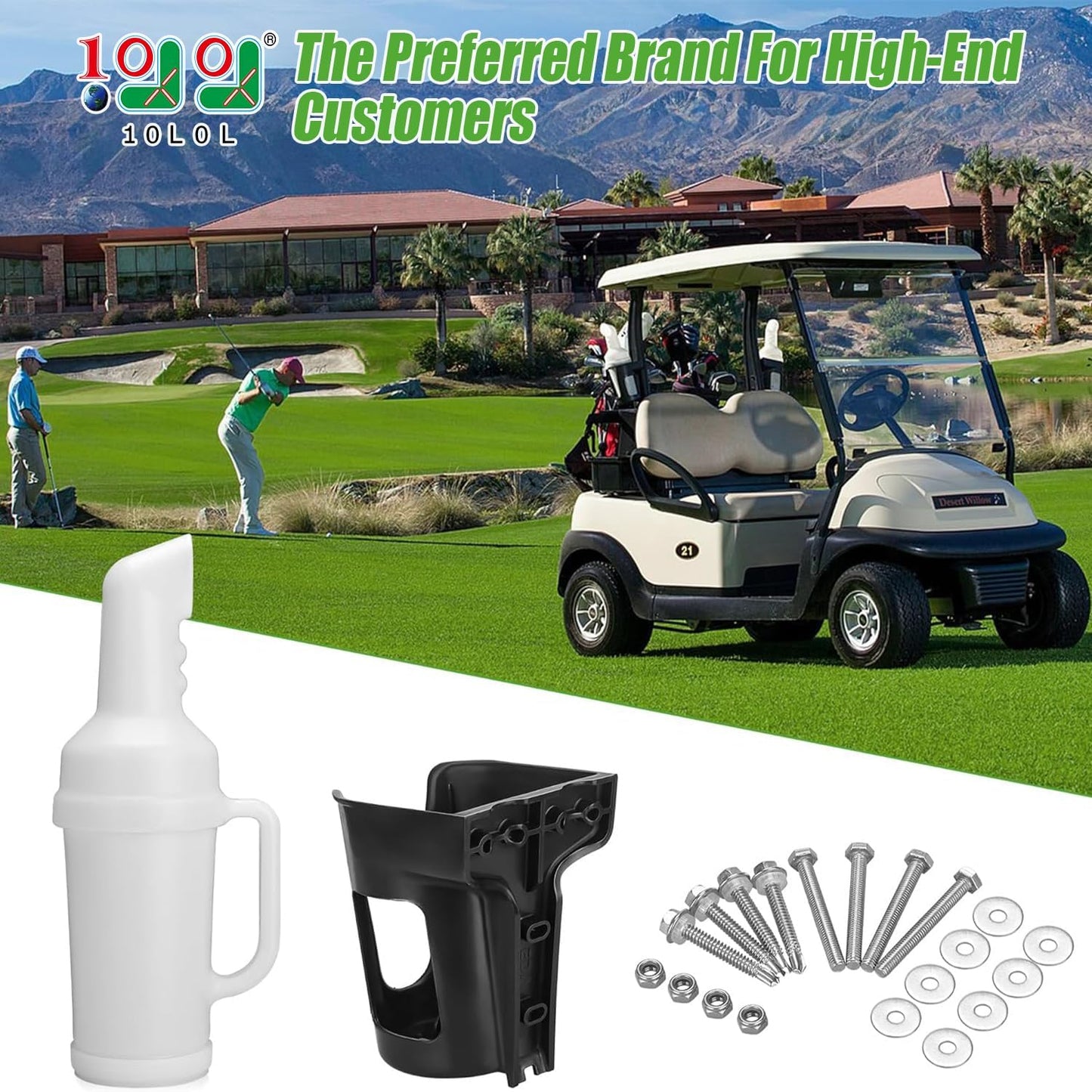 10L0L Universal Golf Cart Sand Bottle with Holder for Yamaha, EZGO, Club Car, Divot Filler Sand Seed Container Dispenser - 1 Pack