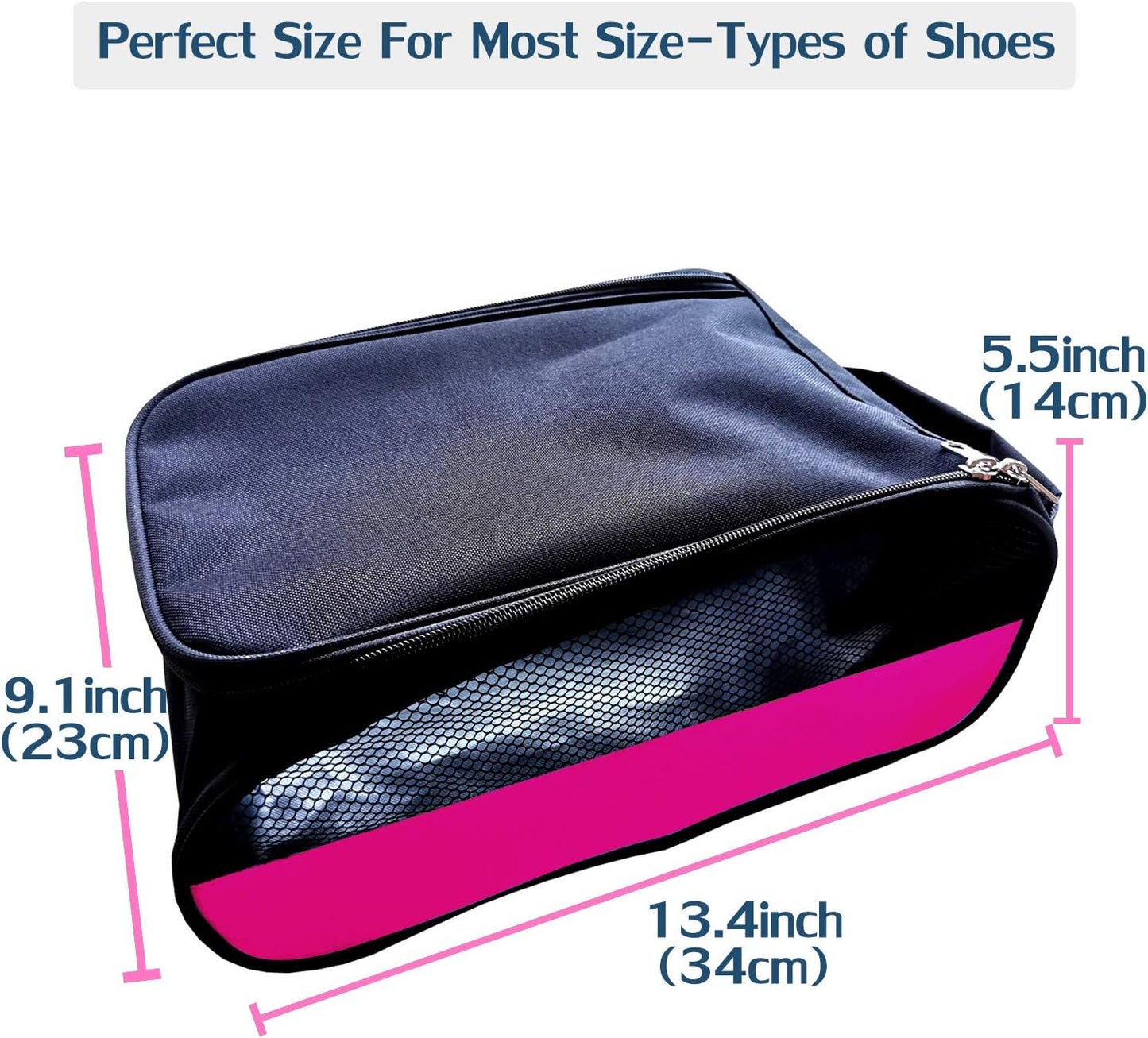 Golf Shoe Bag, Pink Golf Shoes Bags Women Outdoor Zippered Carrier Bags with Ventilation Sport Shoes Bag Travel Shoe Bags (Pink)