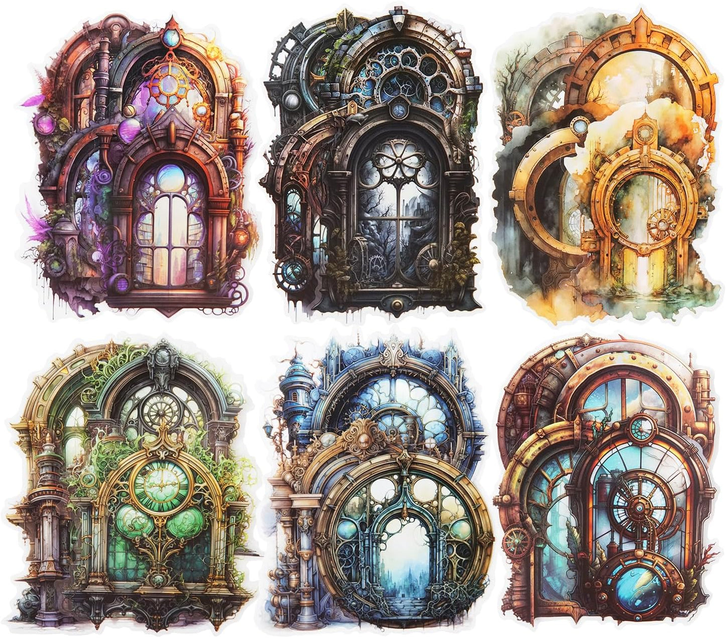 Large Window PET Sticker Set, 60PCS Punk Ephemera for Scrapbooking, Journaling, Crafting, DIY Projects, and Art Supplies