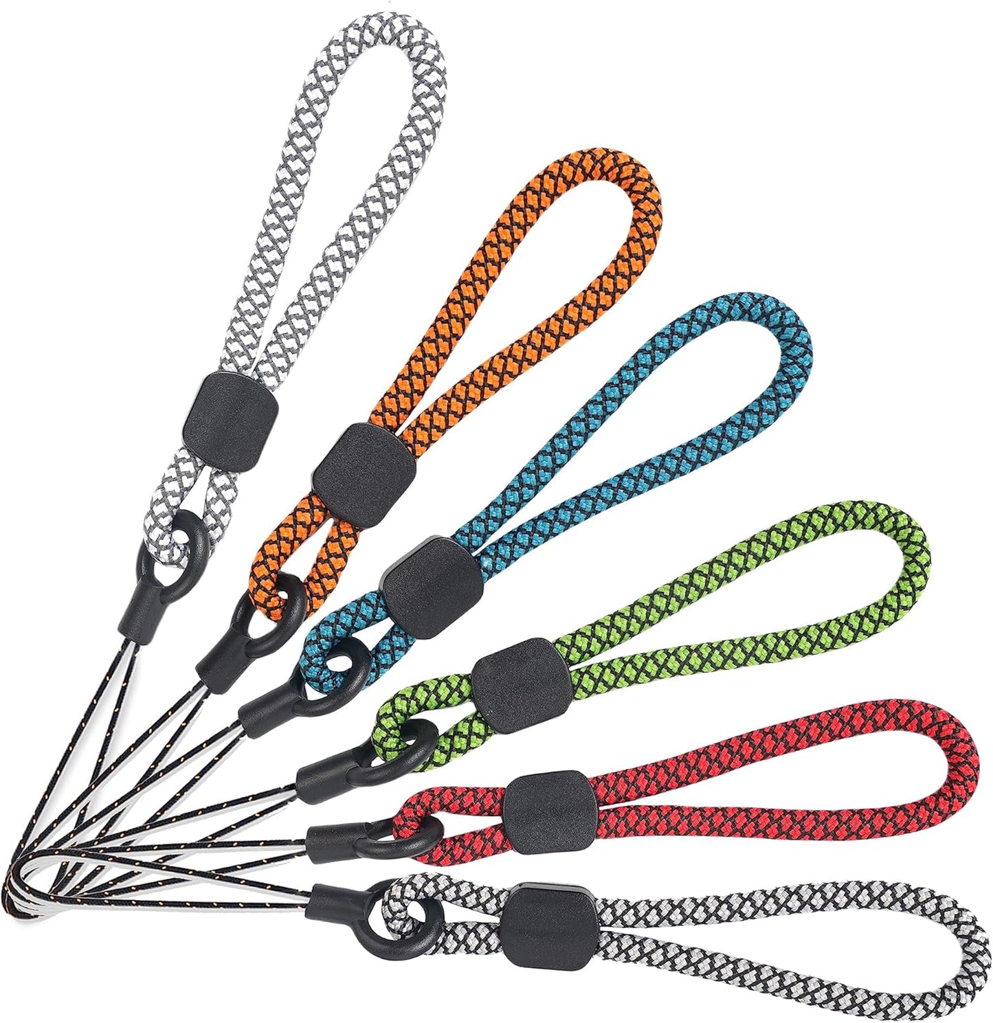 YOUOWO Lanyards Finger Small Strap 6 Pack Rope Small Wrist Lanyard For Phone Cases Keys Short Keychain USB ID Card Badge (6 Colors)