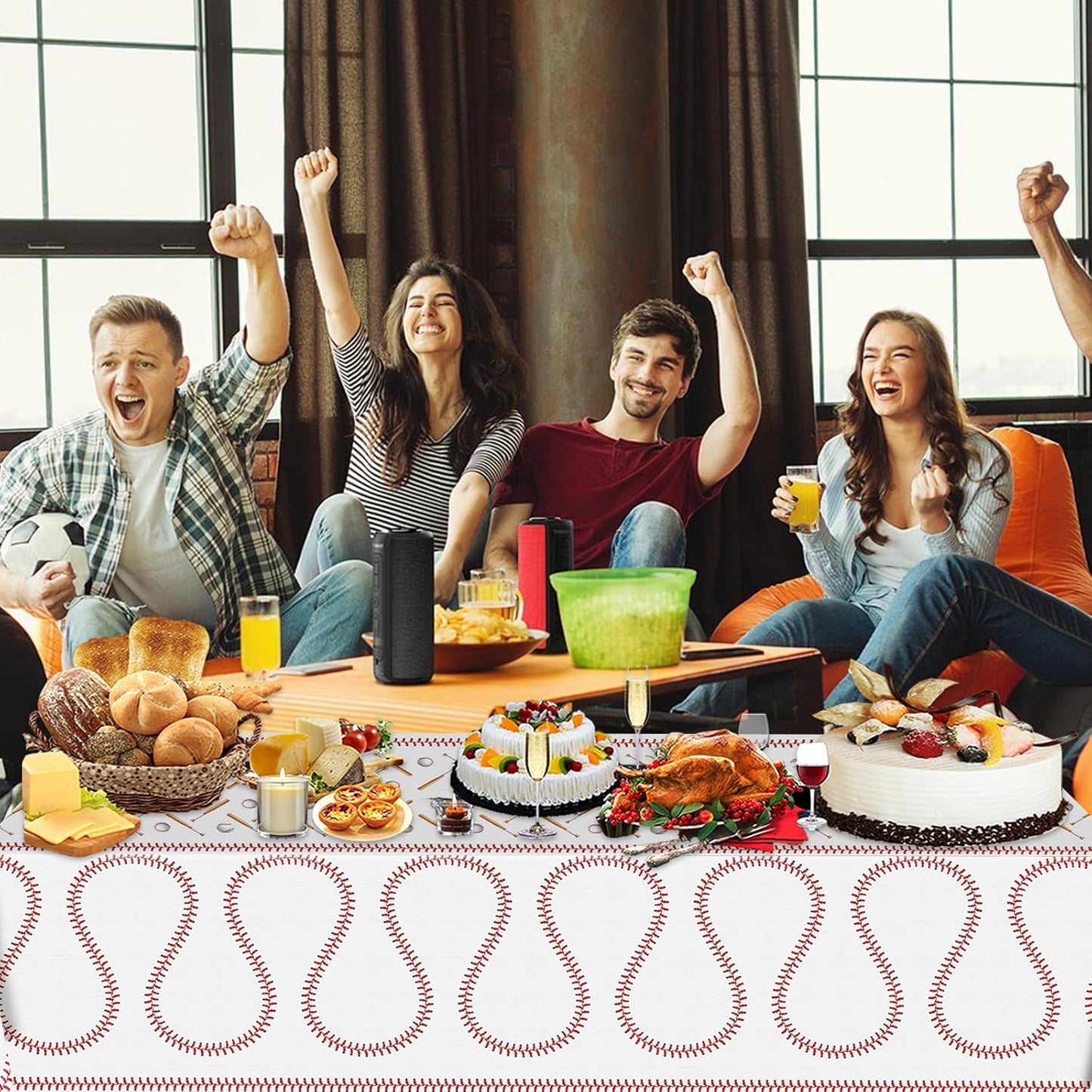 4 Pcs Baseball Tablecloths, Rectangular Baseball Pattern Table Cloth Disposable Party Decorations Table Covers for Boys Sports Event Birthday Party Supplies, 54x108 Inch