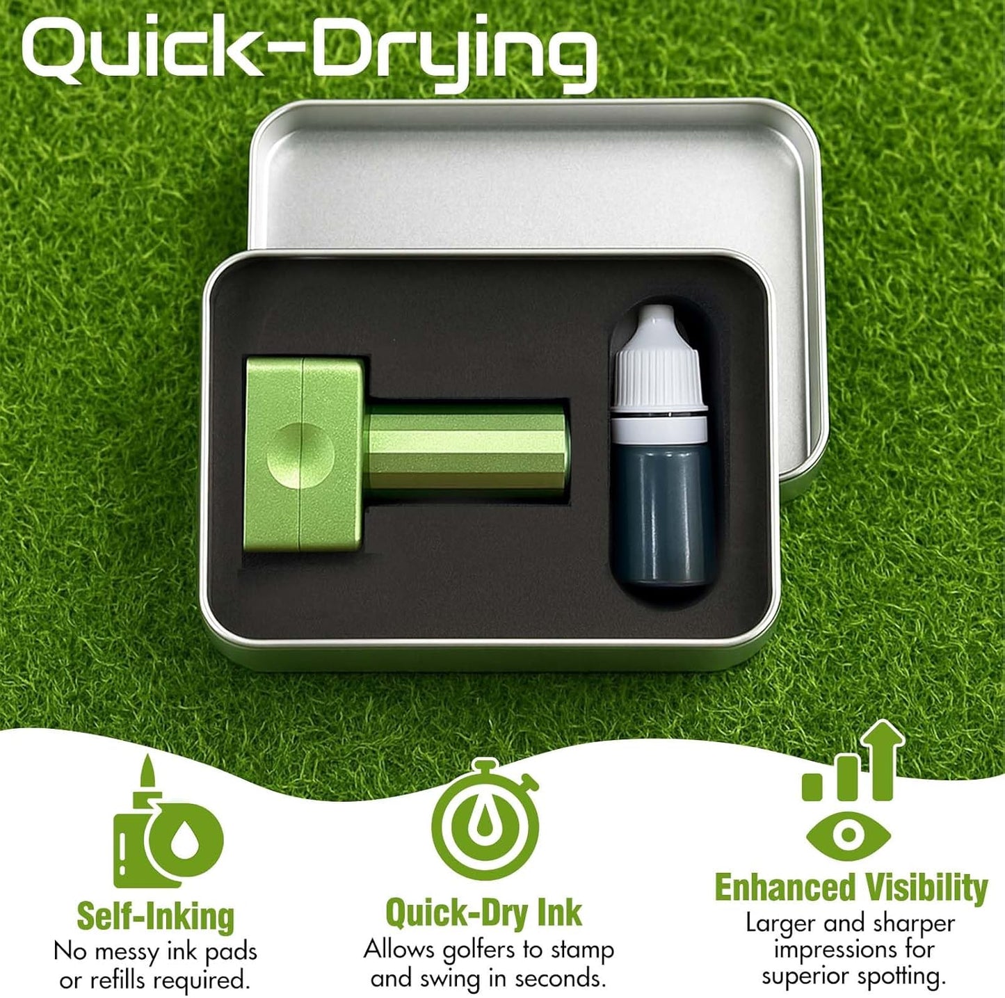 Lihome Golf Ball Stamp Personalized - Durable Waterproof Reusable Ink Stamper, Custom Golf Gift for Men, Dad, Retirement, Father's Day, Birthday & Christmas