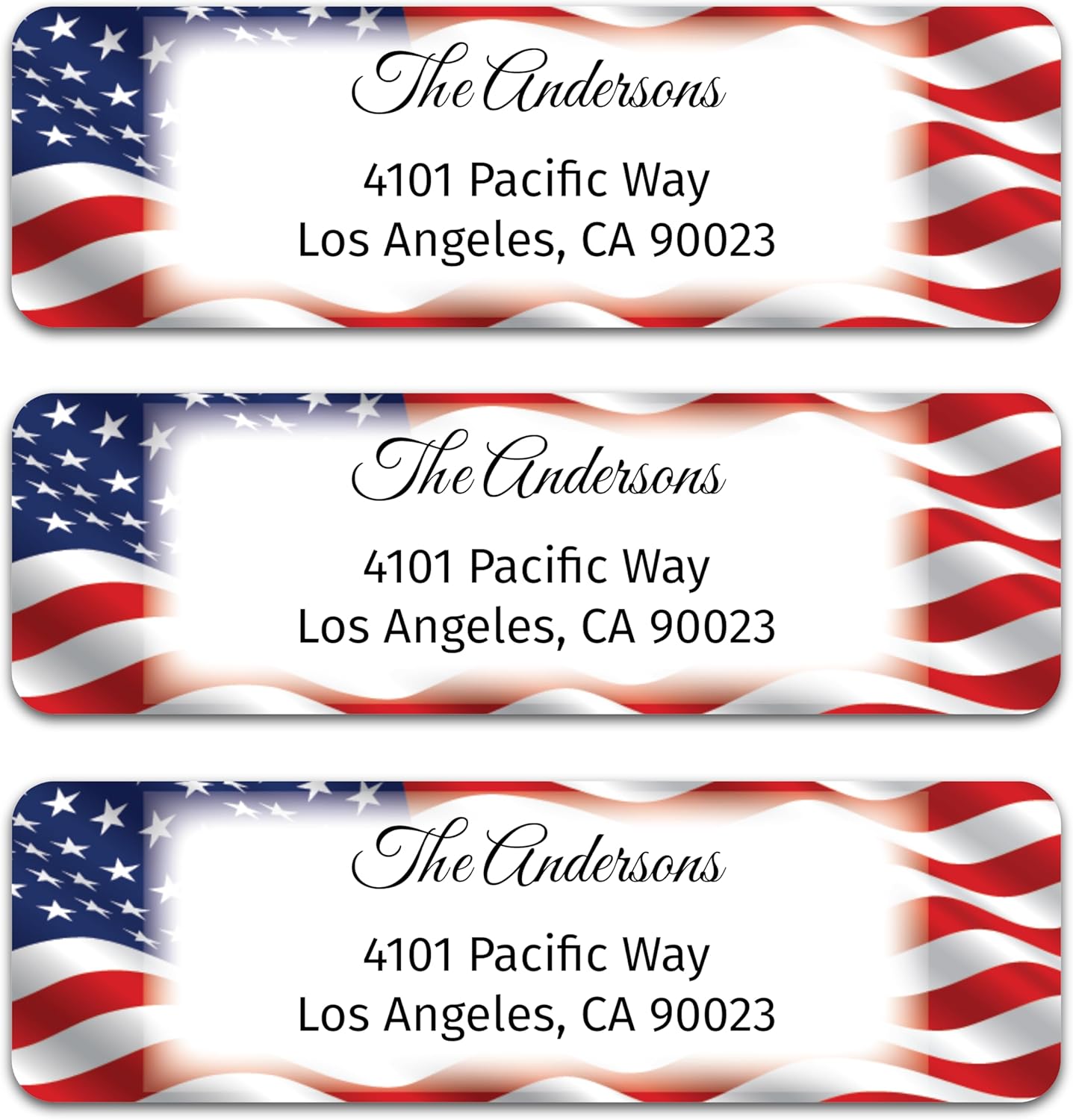 Personalized Patriotic Return Address Labels, Self-Adhesive Address Stickers on Sheets, 50-1000 Labels (Flag Border)