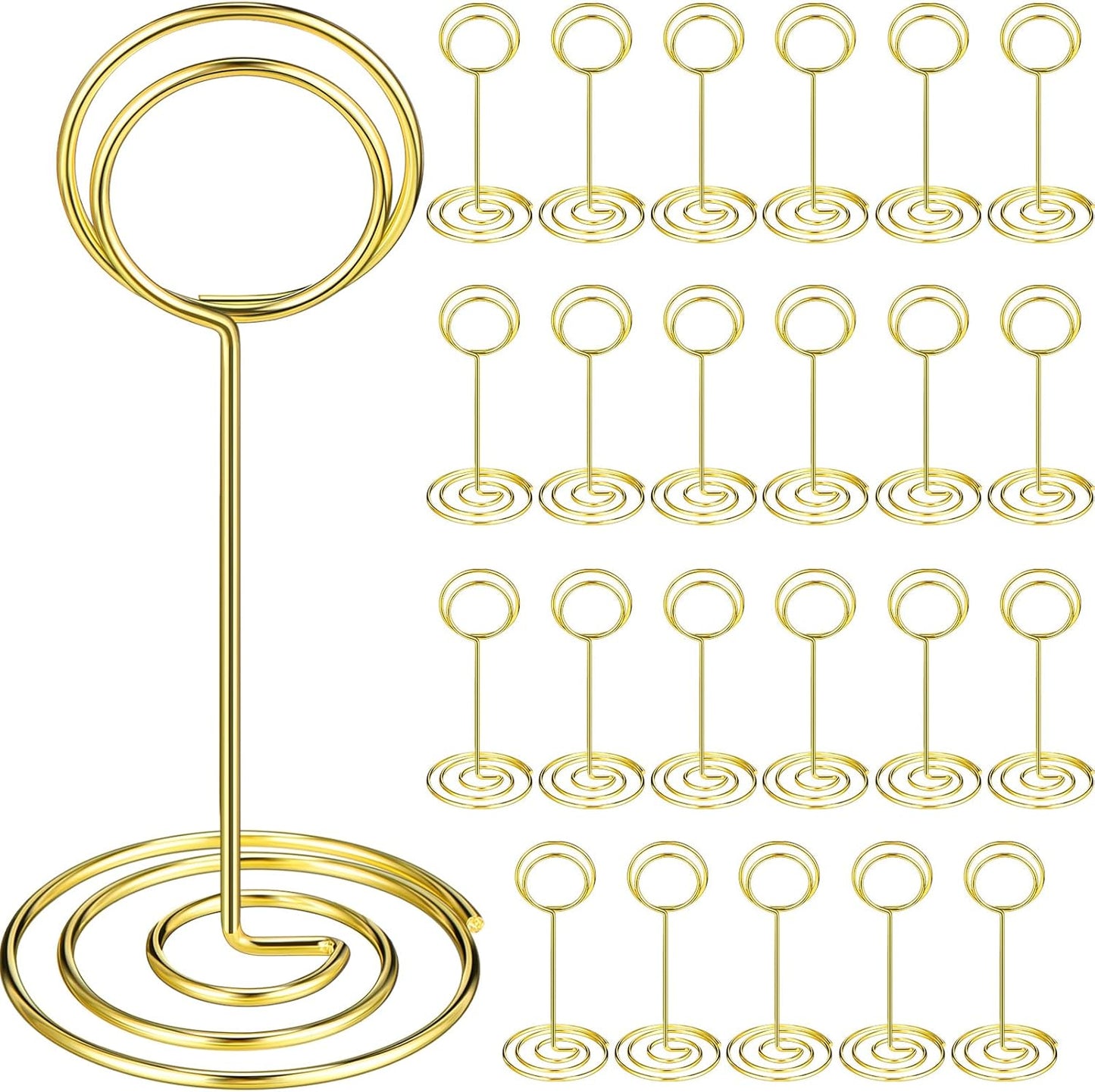 TecUnite 48 Pieces 3.35 Inch Table Number Holder Place Card Photo Holder Picture Name Menu Clips Memo Cards Stand for Wedding Reception Anniversary Birthday Party Centerpieces (Gold)