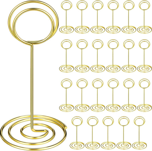 TecUnite 48 Pieces 3.35 Inch Table Number Holder Place Card Photo Holder Picture Name Menu Clips Memo Cards Stand for Wedding Reception Anniversary Birthday Party Centerpieces (Gold)