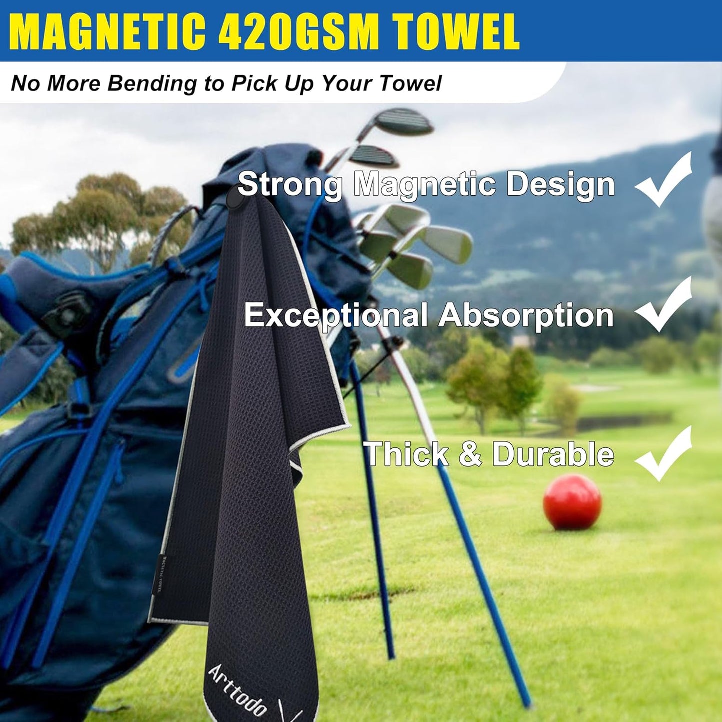 Golf Club Cleaning Kit, Absorbent Golf Towel with Waffle Design and Large Capacity Golf Club Cleaning Spray Brush, Portable Golf Club Cleaner Accessories for Men Women