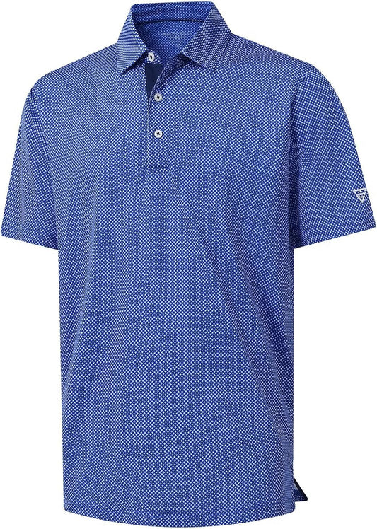M MAELREG Mens Golf Shirt Short Sleeve Dry Fit Print Moisture Wicking Performance Patterns Collared Polo Shirt