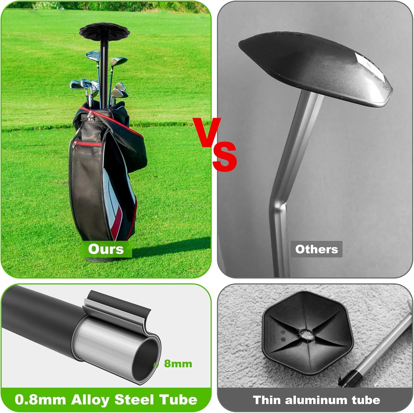 Golf Travel Bag Support Pole – Adjustable 27"–56" Telescopic Alloy Steel Support Rod with Protective Cap for Golf Club Travel Protection