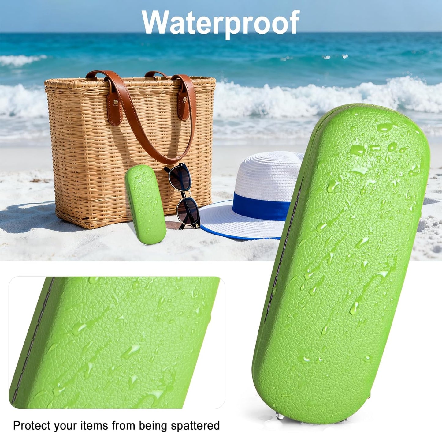 RayLove Glasses Case, Unisex Hard Shell Eyeglass Case, PU Leather Protective Hard Eye Glasses Cases with Eyewear Accessories