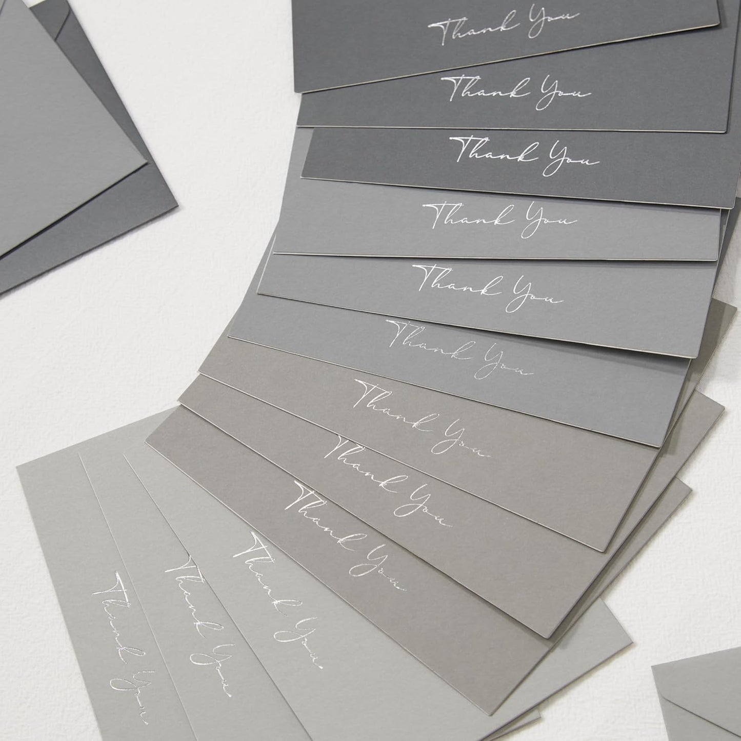 Crisky Gray Thank You Cards with Envelopes & Stickers， 50 Pack Gold Foil Bridal Shower Graduation Thank You Cards Small Business, Wedding Baby Shower Birthday Funeral Notes Bulk